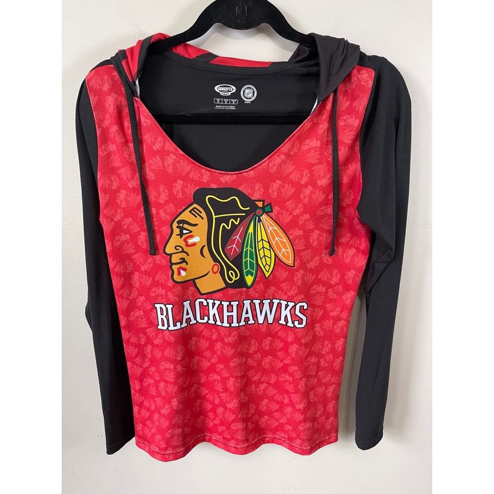 Concepts Sport NHL Chicago Blackhawks Women Small Hooded Long Sleeve Shirt Red